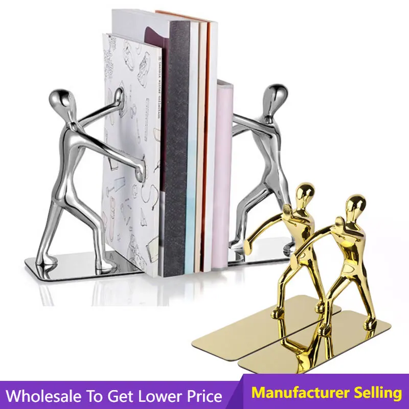 

Book Stand Metal Kung Fu Figurine Hand Push Bookend Bookshelf Office Bookends Desk Organizer Holder Home Shelf