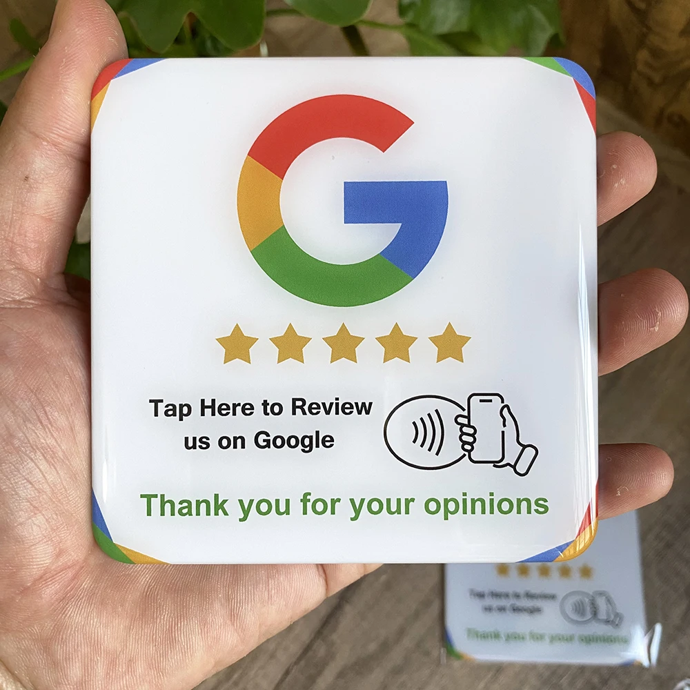 10cm Waterproof Epoxy Review us on Google  NFC Tap Sticker Sign Self-Adhesive Google Review Plate