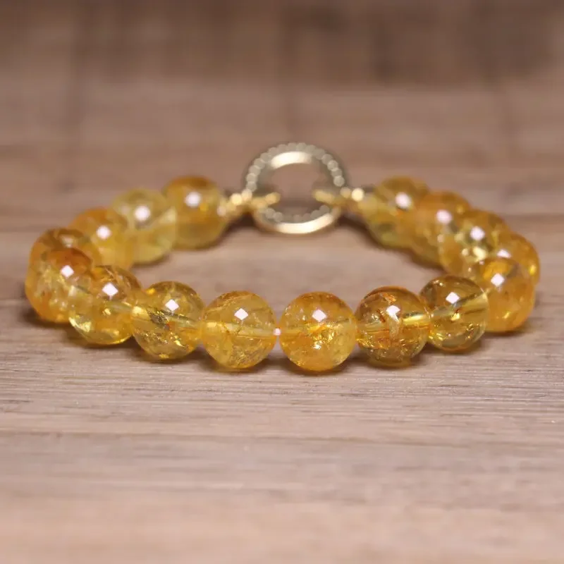 ​ Bracelet de perles de sphère de citrine dorée audacieuse – Attirant la richesse, l'énergie cristalline pour la manifestation de la confiance et de la abondance
