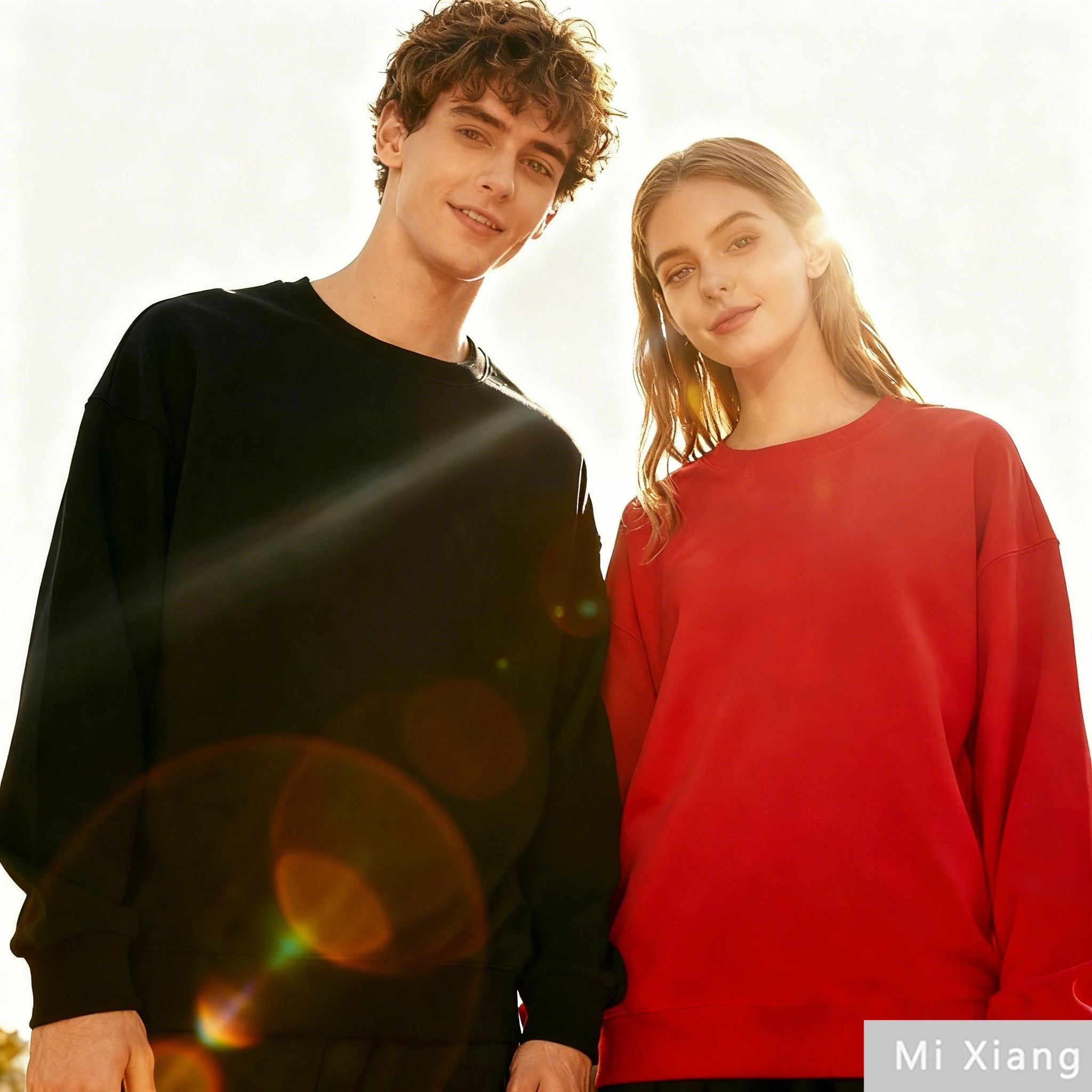 

Pure color cotton T-shirt for men and women, long-sleeved round-neck sports loose top, street hip-hop sweater for men and women