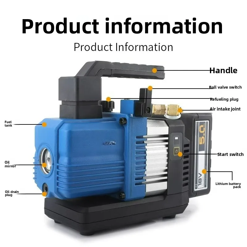 

Wireless Vacuum Pump, Lithium Battery, Brushless DC Charging, Suitable for Automotive Air Conditioning Maintenance