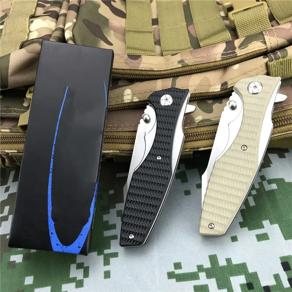 High Quality 0393 Outdoor Folding Knife Ball Bearing G10 Handle Pocket Knife Tactical Hunting Camping Knives Free Gift Box