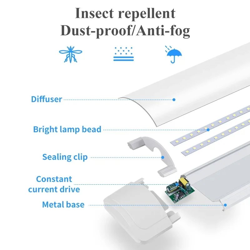 Lámpara LED de pared para debajo del armario, barra de tubo ultrafina de 10W y 20W, iluminación interior para dormitorio, cocina y armario, 110V