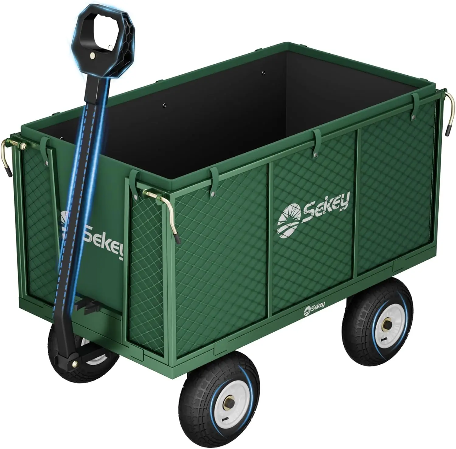 Chariot à main chariot de jardin 550 kg capacité de charge 200 L chariot de transport chariot à outils avec poignée brevetée, pneu pneumatique en caoutchouc