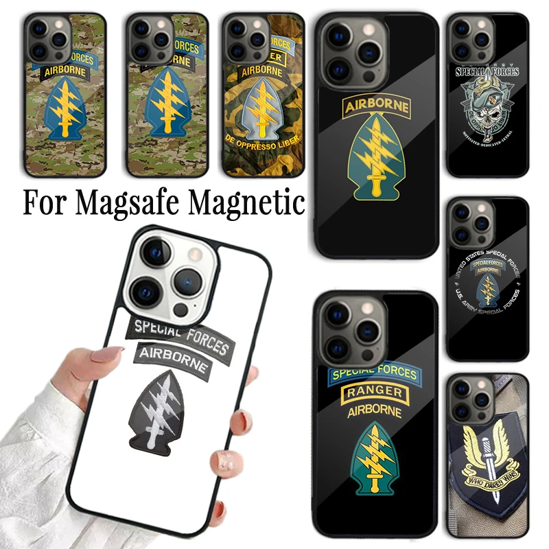 Coque Phone Case For iPhone 16 15 14 13 12 Mini 11 Pro Max Plus Magsafe Magnetic Wireless Charging Cover Special Forces Airborne