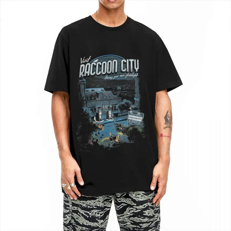 Resident Evils 4 T-shirt summer visit Raccoon City streetwear T-shirts 100 cotton trendy cool tshirt for mens short sleeve tees