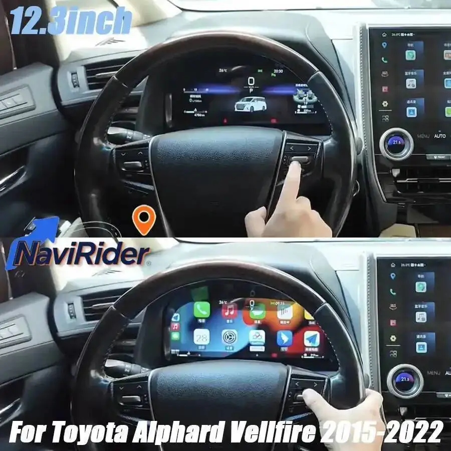 

12.3inch Linux Car LCD Instrument Panel Digital Cluster For Toyota Alphard Vellfire 2015-2022 Virtual CockPit Speedmeter Carplay