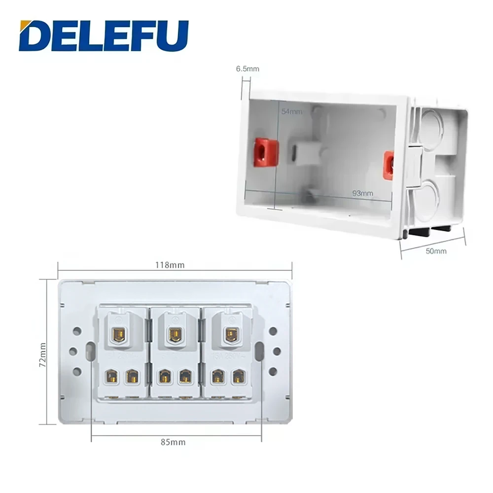 DELEFU English, Multi-functional Free Combination Computer USB Type C Wall Socket DIY Grey