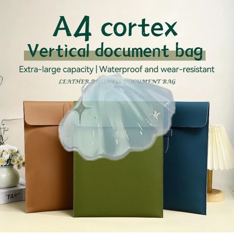 Nouvelle pochette de rangement verticale en cuir épais A4 Cortex pour documents, contrats, factures, tablettes – Idéale pour la rentrée scolaire