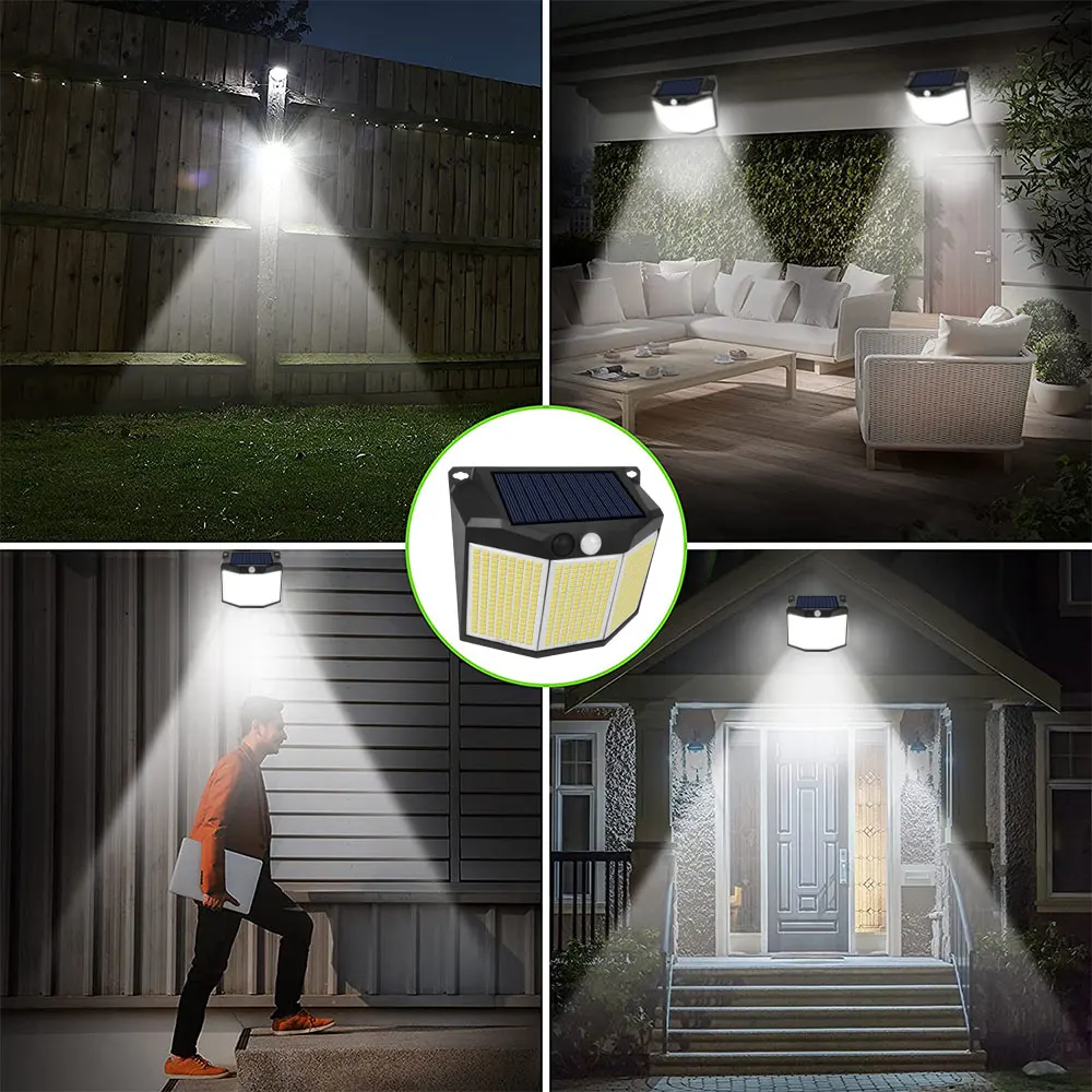 في الهواء الطلق ضوء الشمس 432 LED في الهواء الطلق مقاوم للماء الجدار مصباح مع محس حركة أضواء الأمن حديقة 3 طرق الجدار مصباح سياج ساحة