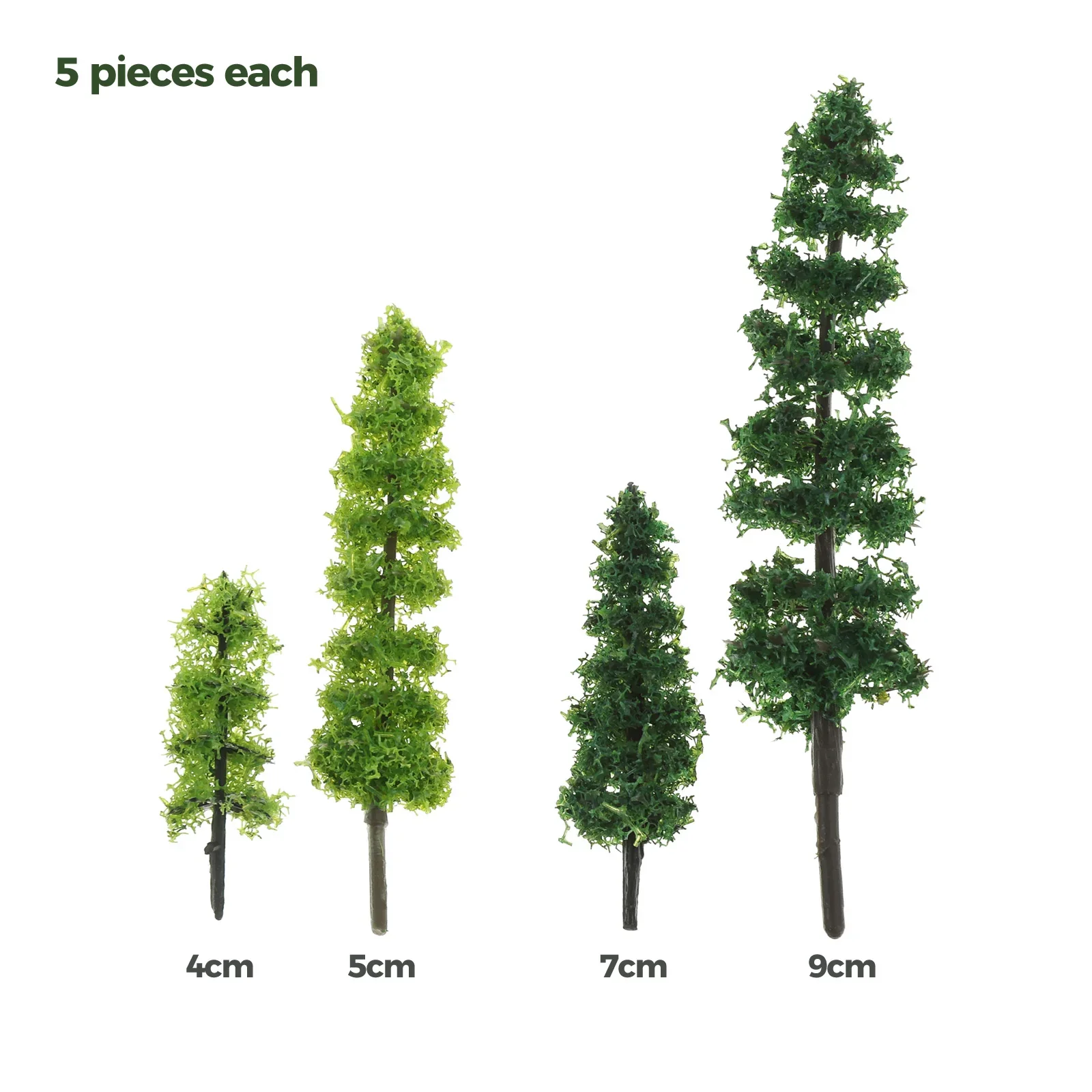 20pcs Mini Pine Trees 4/5/7/9cm Green Plants Model  Artificial Bushes DIY Train Micro Landscape Fairy Garden Realistic Scenery