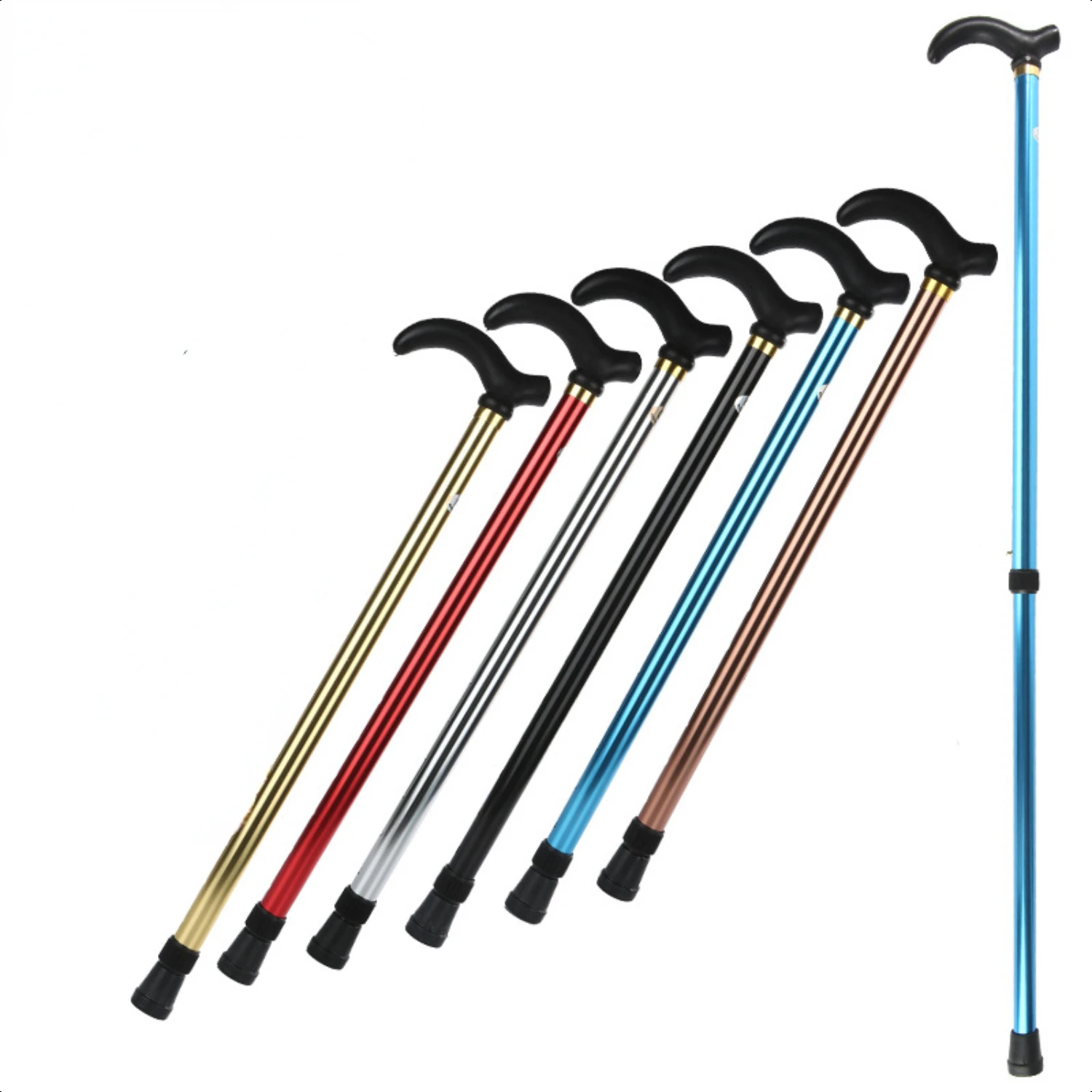 Adjustable Stable Anti-Skid 2 Section Walking Stick for Old Man Hiking - 53-90CM Crutch Cane for Trekking, Accesories Included