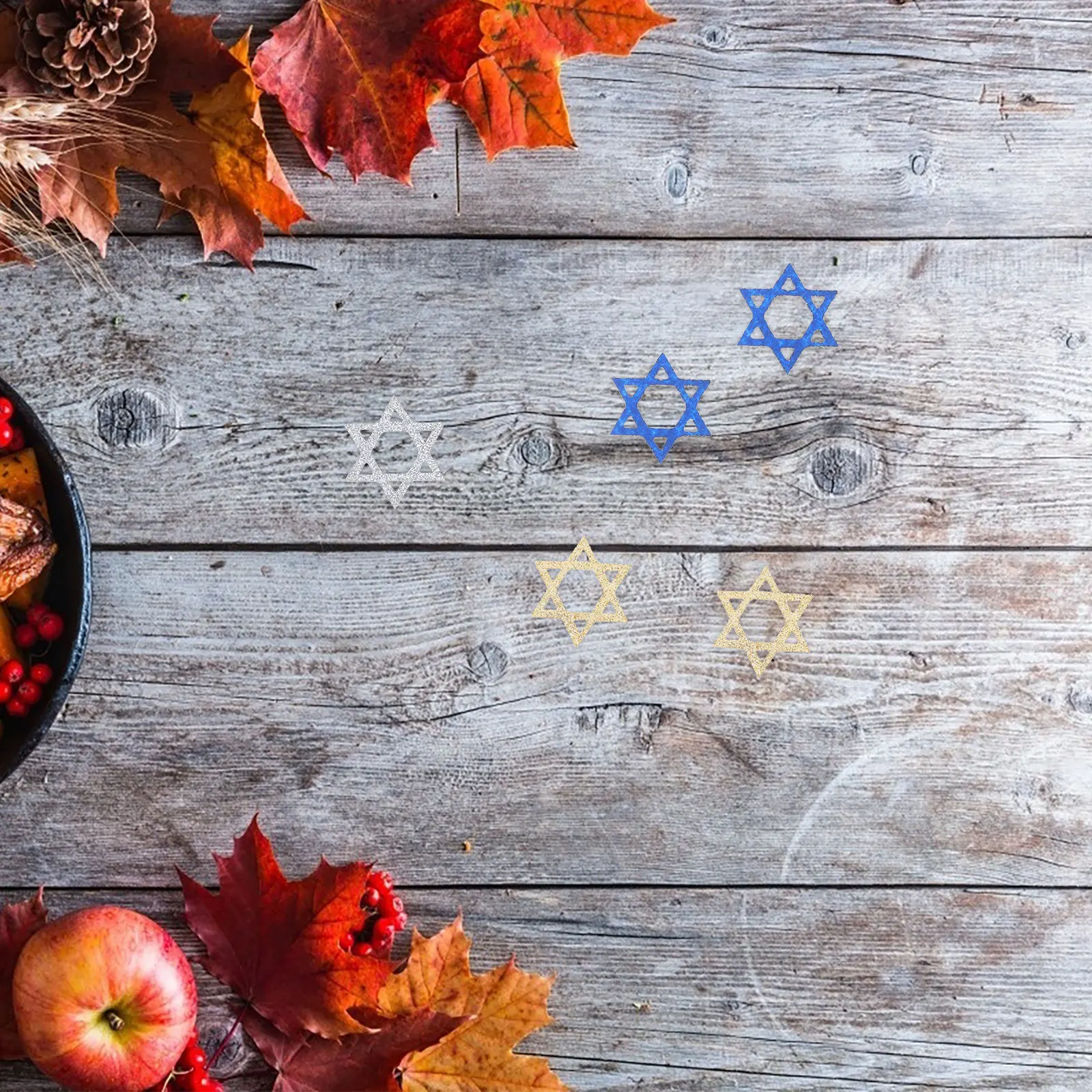 

50pcs Six-Pointed Star Menorah Hanukkah Party Table Decor Holiday Centerpiece Festive Party Supplies Table Scatter Ornaments