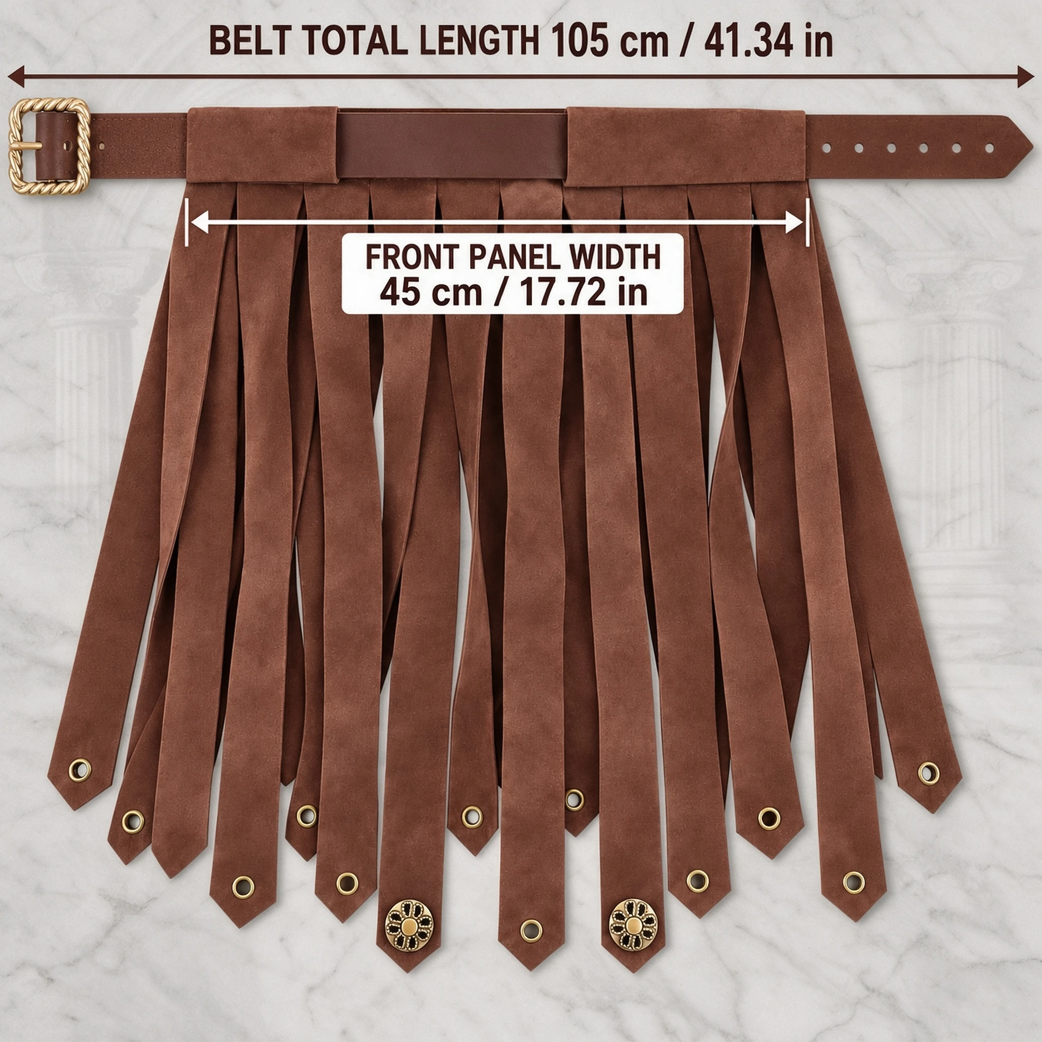 Medieval Suede Fringe Skirt Belt, Roman Gladiator Leather Tasset Apron for Women Cosplay Viking Renaissance Costume