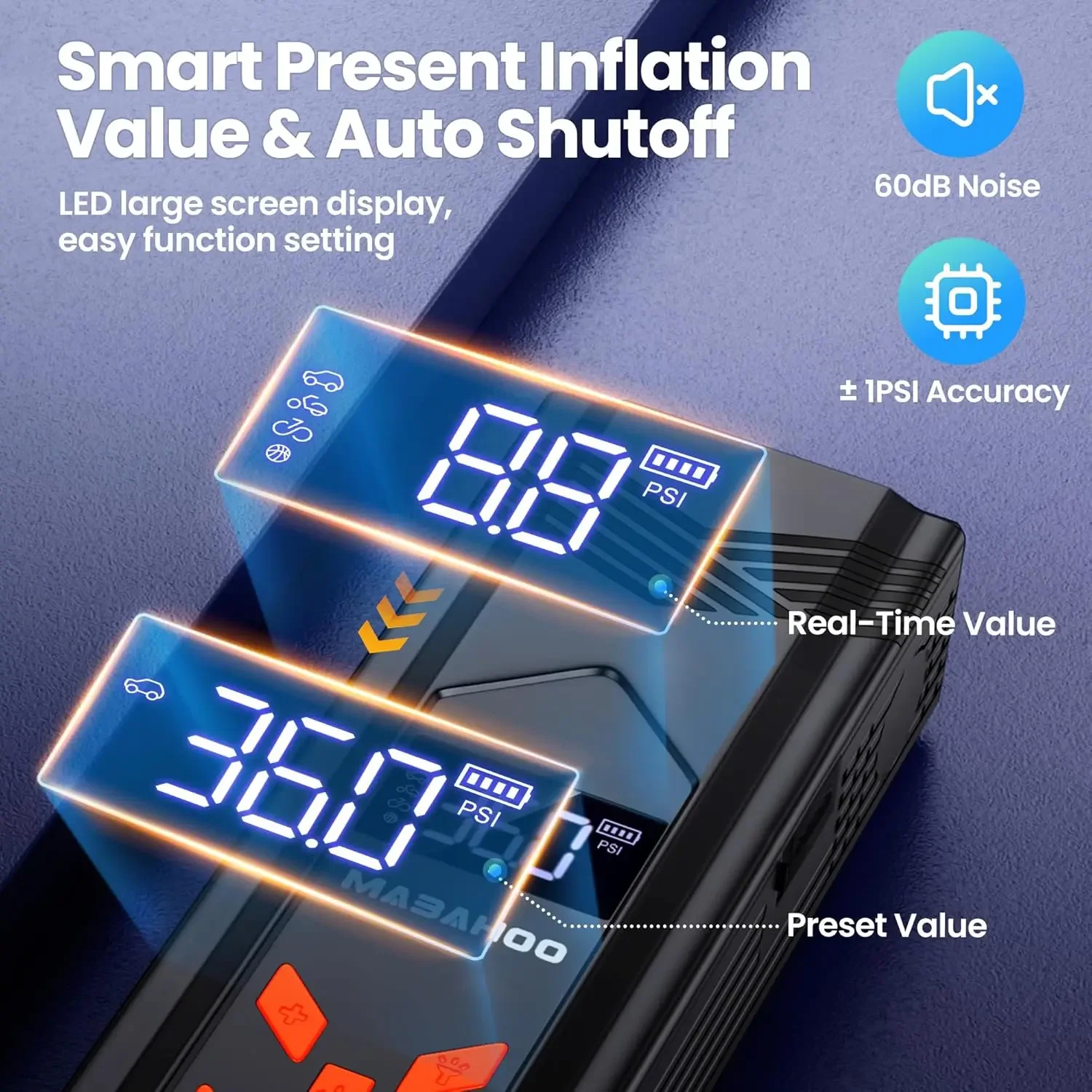 Arrancador de salto portátil de 3000 A con compresor de aire, inflador de 150 PSI, pantalla LCD para coches de 12 V