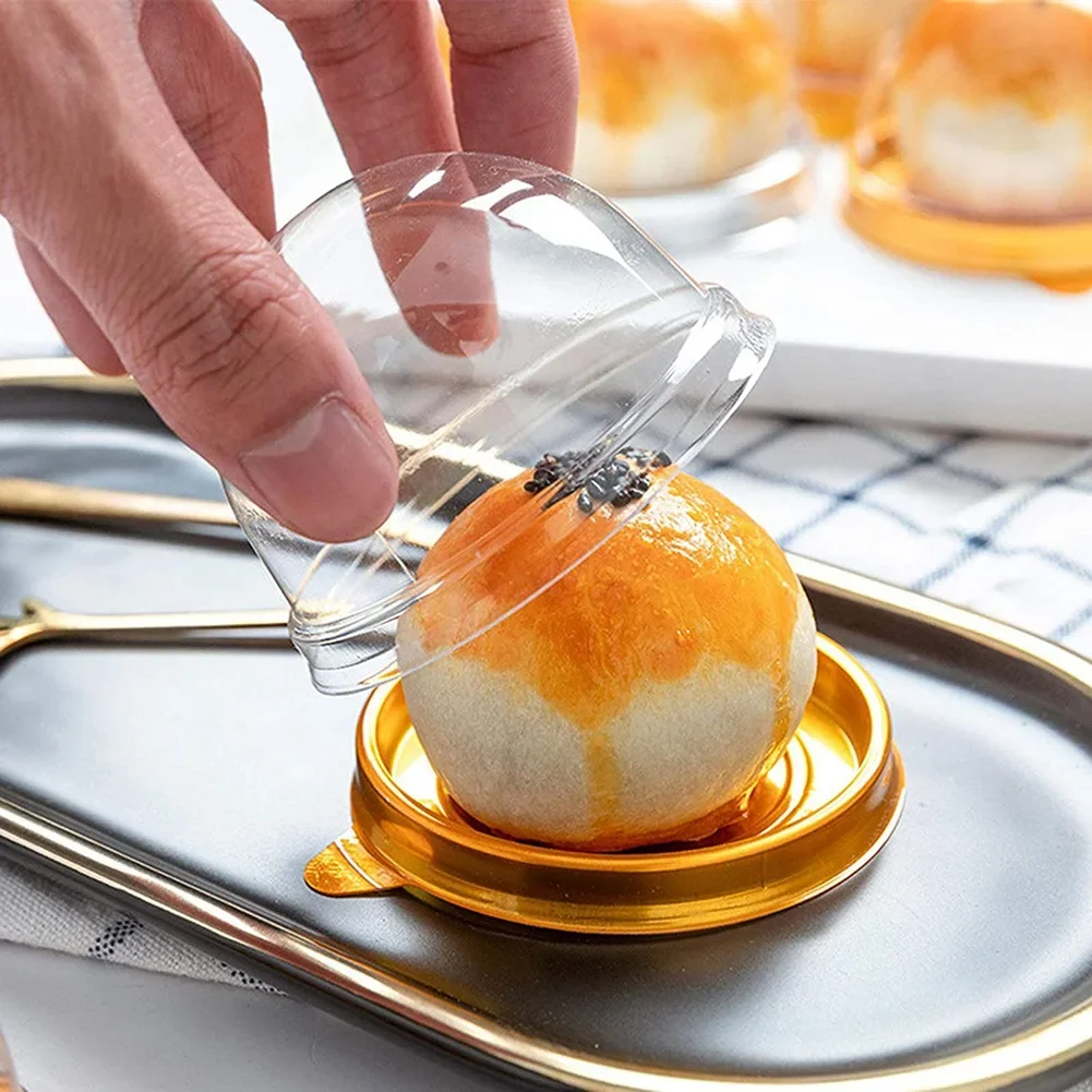 50PCS Clear Plastic Mini Cupcake Box Round Cupcake Mooncake Dessert Container Box Cookies Muffins Dome Box
