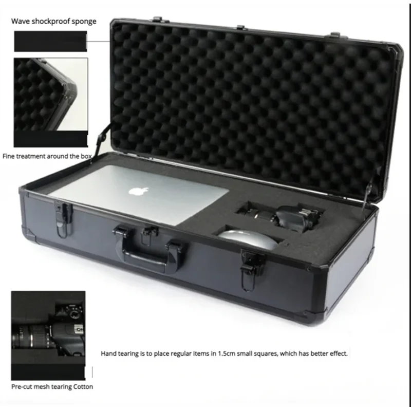 long Portable Hardware Aluminum Toolbox Equipment Safety Box Household Fishing Gear Box Multifunctional Storage Case With Sponge