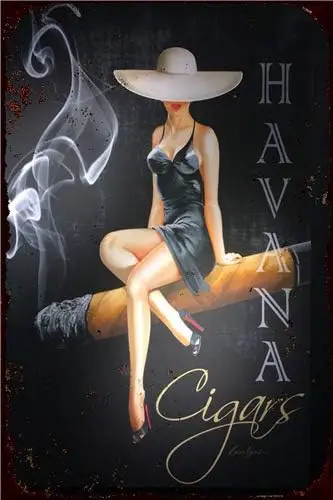 Letrero de hojalata de Metal Vintage Havana Beauty Girl, cigarro, hogar, Bar, Pub, cocina, garaje, restaurante, placa decorativa de pared, 12x8 pulgadas