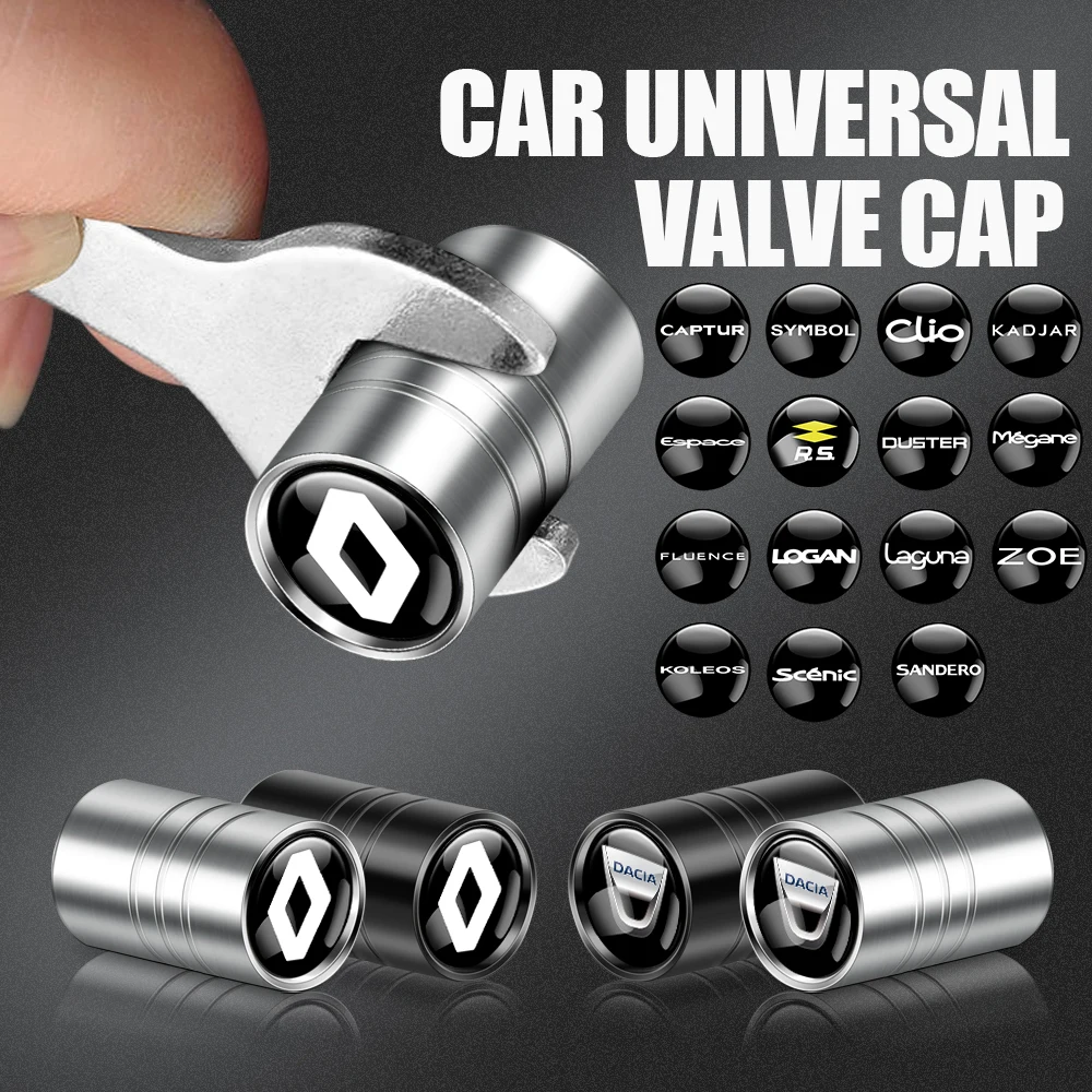 4 Uds. Tapas de válvula para neumáticos de coche, accesorios para Renault Duster Megane Scenic Logan Laguna Dacia Zoe Koleos Fluence Clio
