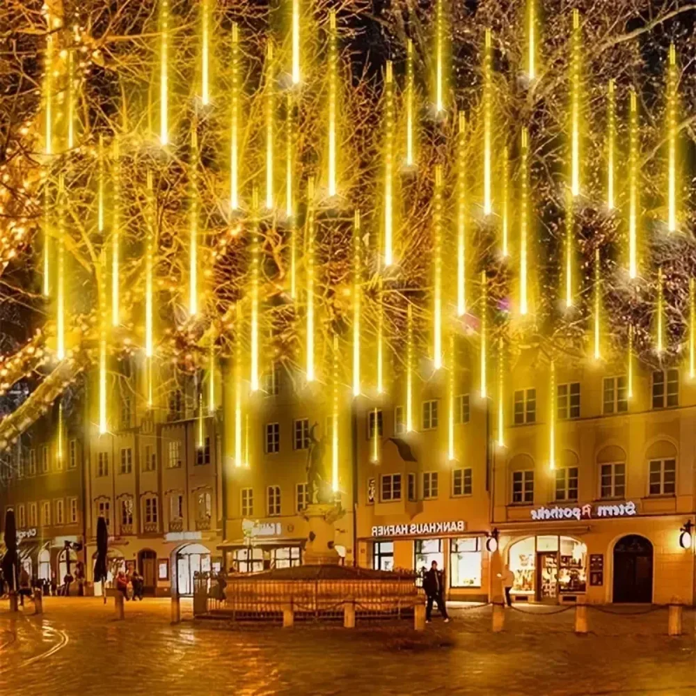 Outdoor LED Meteor Shower Lights Falling Rain Drop Fairy String Light Waterproof for Christmas Party Garden Holiday Decorations