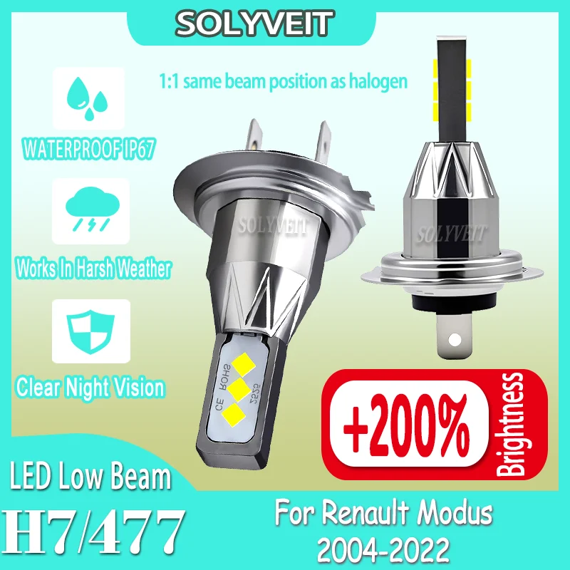 

warranty 100% Plug and Play LED Low Beam Lights For Renault Modus 2004 2005 2006 2007 2008 2009 2010 2011 2012 2013 2014-2022