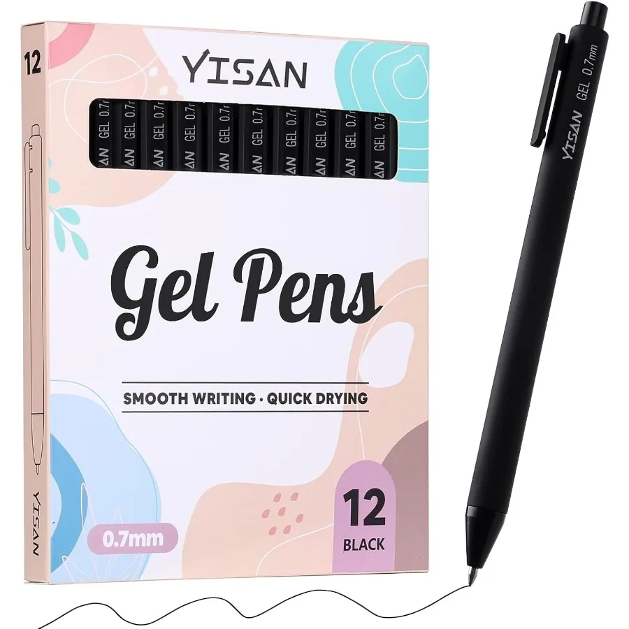 

Black Gel Pens 12 PackBlack Ink Pens Fine Tip 0.7 mm Jourl Pens Fast Dry Retractable Smooth Writing for Jourling and Note Takin