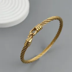 New steel wire button hook gold-plated stainless steel bracelet 18K, high quality waterproof couple bracelet, wife gift