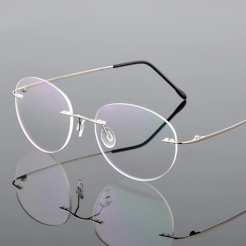 Blue Light Proof or Photochromic Rimless Prescription Glasses Myopia -0.5 to -8.0 Men Women Titanium Alloy Framless UF02