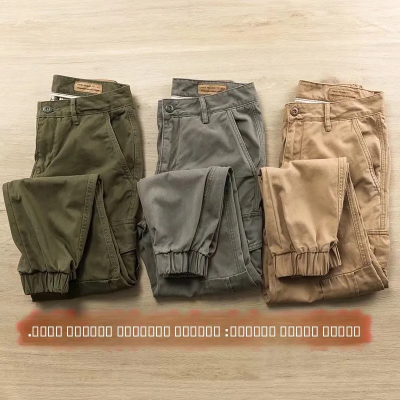 

Men's Pure Cotton Work Pants Loose Fit Durable Cargo Trousers Autumn Seasonal Wear Resistant to Wrinkles mid Waist Style