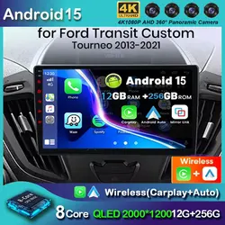 Android 15 Car Radio For Ford Transit Tourneo Custom 2012 - 2021 Navigation GPS Multimedia Player Stereo WiFi+4G Carplay BT 2DIN
