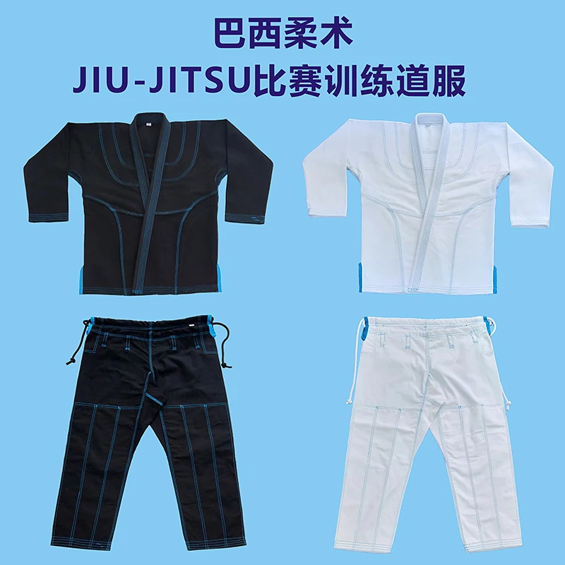 Professional Heavyweight 100% Cotton Judo Uniform for Kids/Adults/Students, White & Blue Training & Competition Gi with Embroide