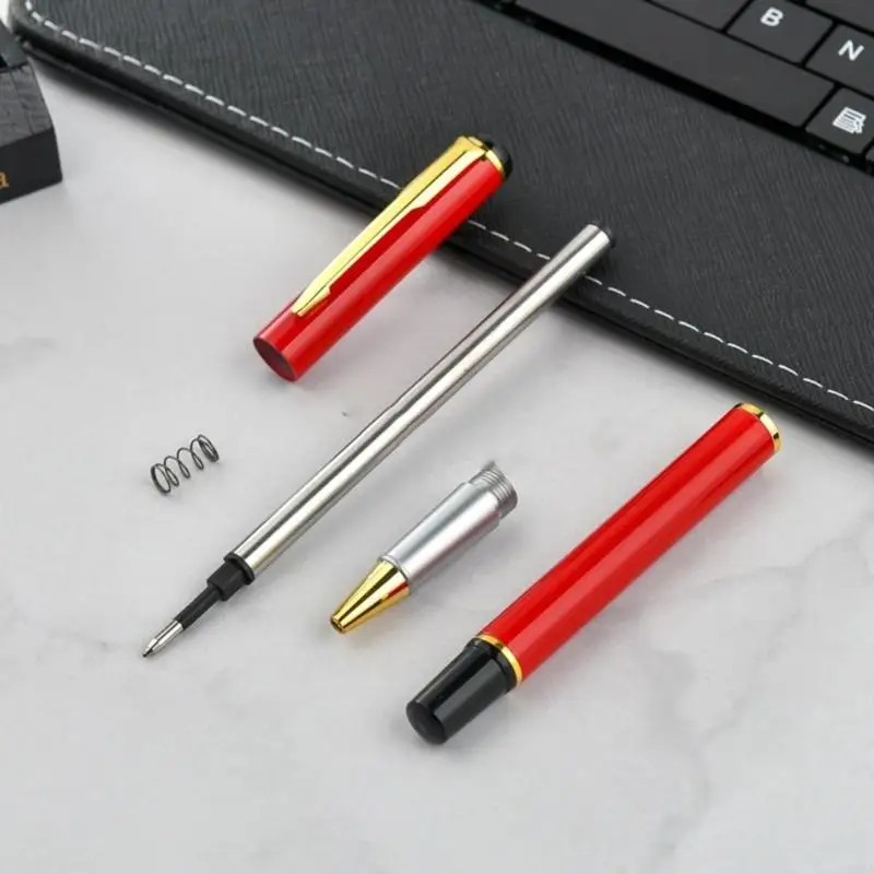 Bolígrafo firma metal con 2 recambios Bolígrafo metal Clip bolsillo resistente 0,5 mm