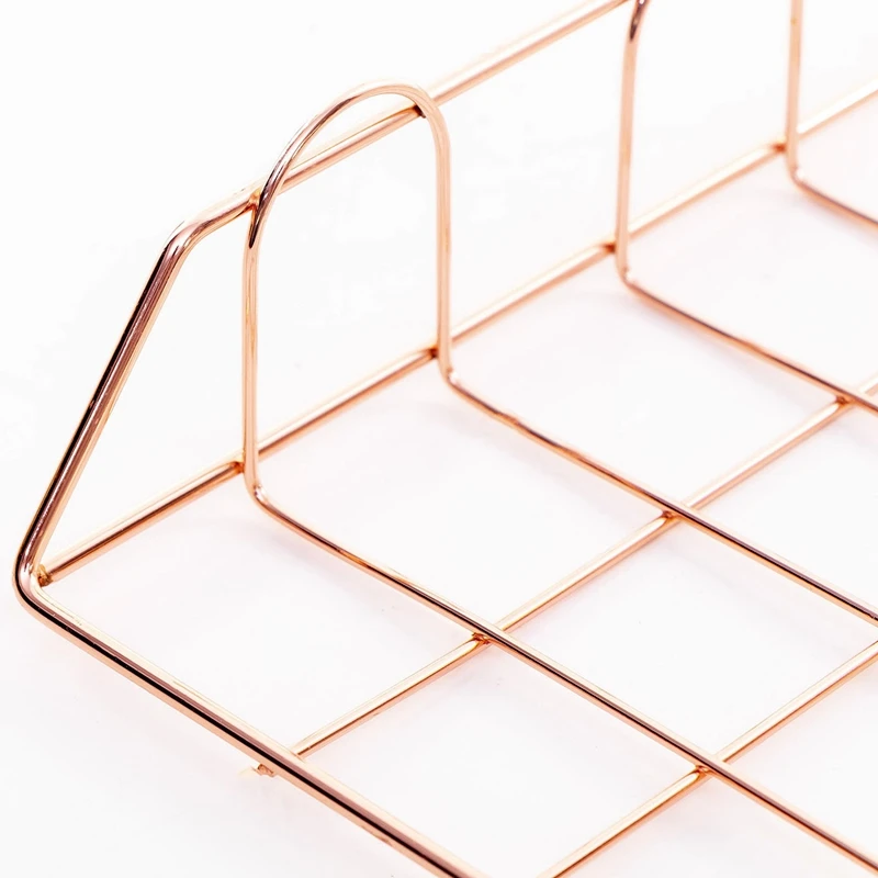 3Pcs Metal Desk Accessories Magazine Rack File Rack Office Storage Box Layered Paper Storage Tray