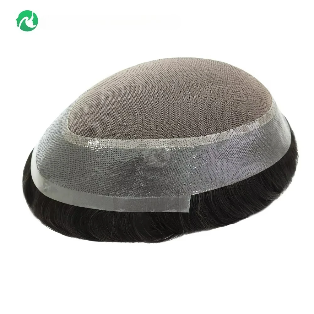 Competitive Price Durable Mono PU Men's Toupee Free Style Off Black Indian Human Hair System 9 Size