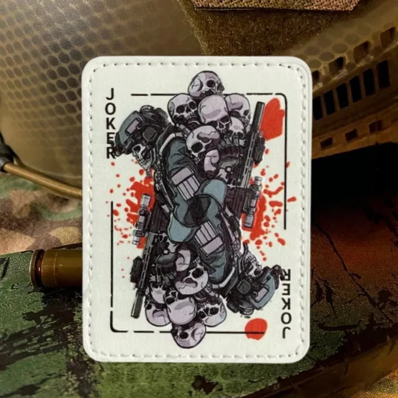 Parche táctico calavera Joker con gancho y bucle insignia ropa