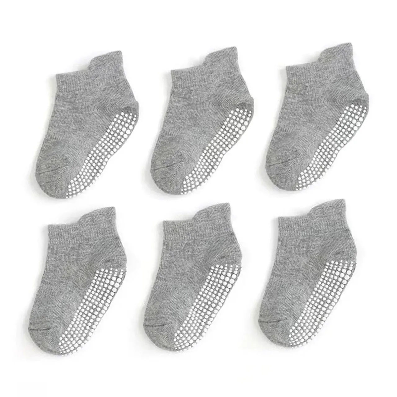 6 Paar kurze Socken aus Baumwolle für Frühling und Sommer, einfarbig, rutschfest, Bodensocken für Jungen und Mädchen, lässige Kinder-Bootssocken, 0–3 Jahre – Detail 3