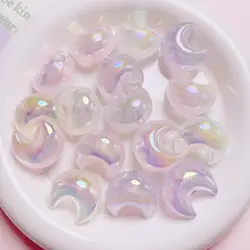 5pcs/lot Cordial Design Acrylic Beads/Moon Shape/Bubble Aurora Effect/Hand Made/DIY Beads/Jewelry Findings & Components