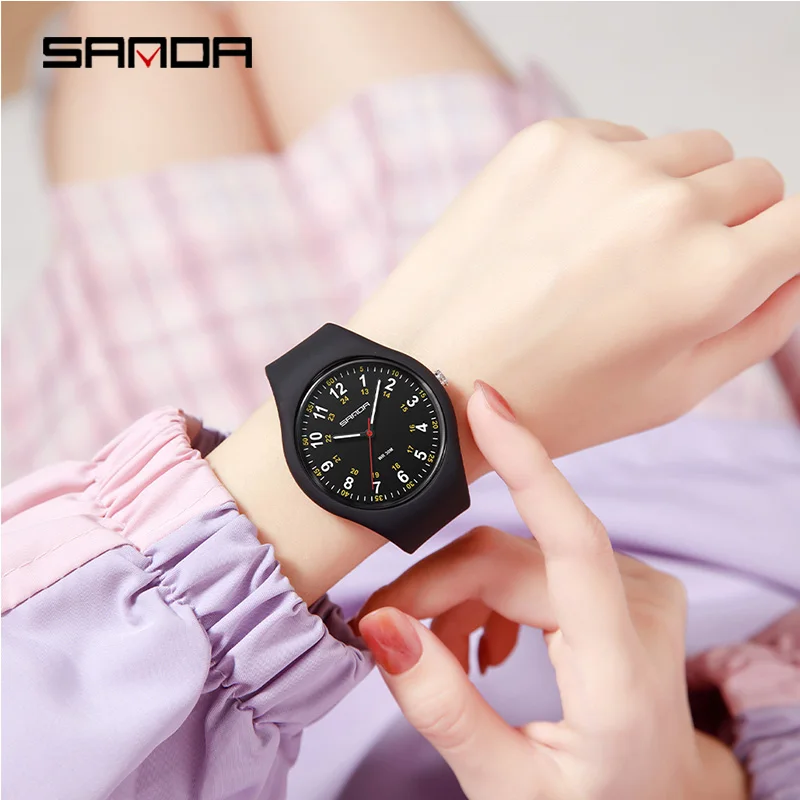 SANDA Fashion Ladies Silicone Band Children\'s Watch Girl Cute Cartoon Quartz Watch Kids Watches Women Boys Girl Watch Gifts