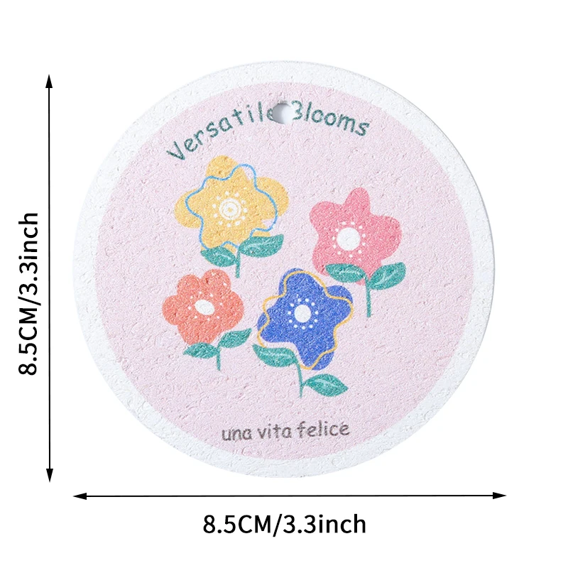 주방 식기 세척 스폰지 수세미 패드, 압축 목재 펄프 브러시, 귀여운 꽃 접시 천, 냄비 스크러버, 청소 도구, 20 개