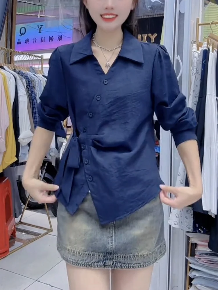 Ele Waist-Cinching Long Sve irt Women's Faionable Casual Sle irt V-Ne Open Cardigan Breathable Comfortable