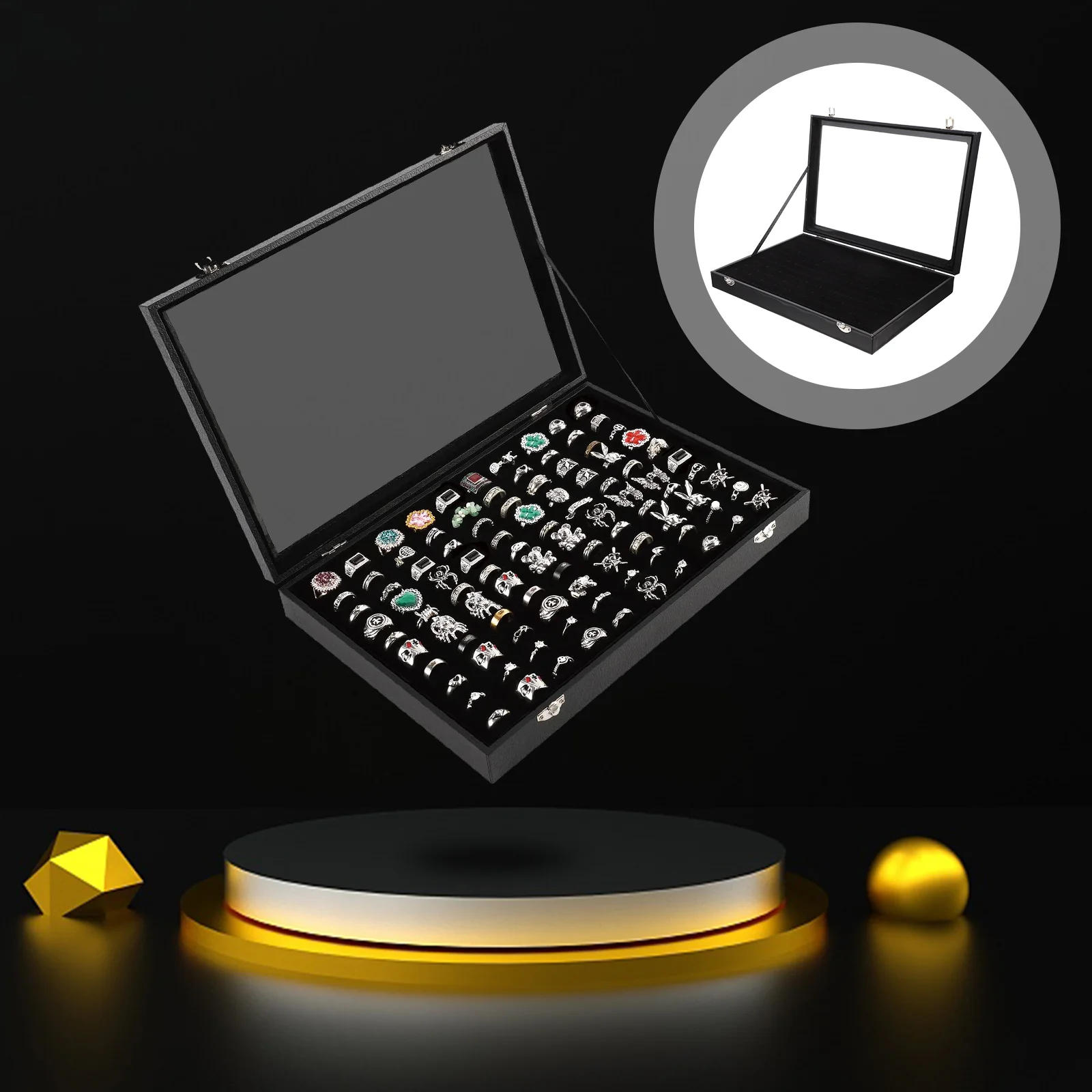 Ring Opbergdoos Showcase Lade Ringen Organisator Sieraden 100 Slots Display Houder