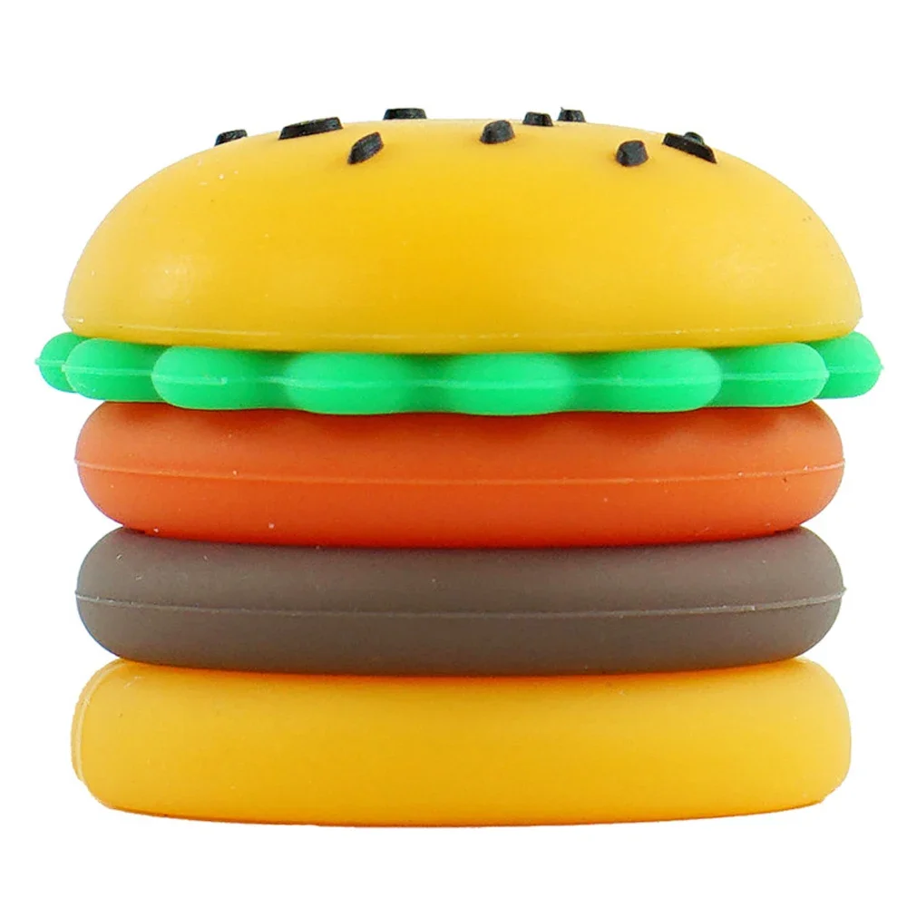 10Pcs Silicone Jar 5ml Hamburger Shape Jars Nonstick Container Bottle Cream Makeup Case Storage Box Cosmetic Smoking Accessories