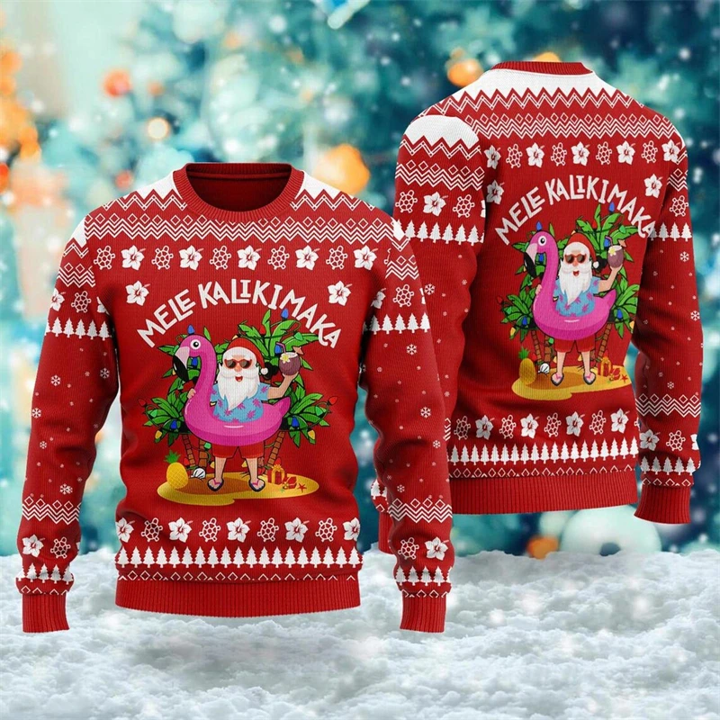 Xmas Present Graphic Ugly Christmas Sweater Cartoon Santa Claus Women Men Pullover Tops New Fashion Boys Hoodie Funny Sweatshirt