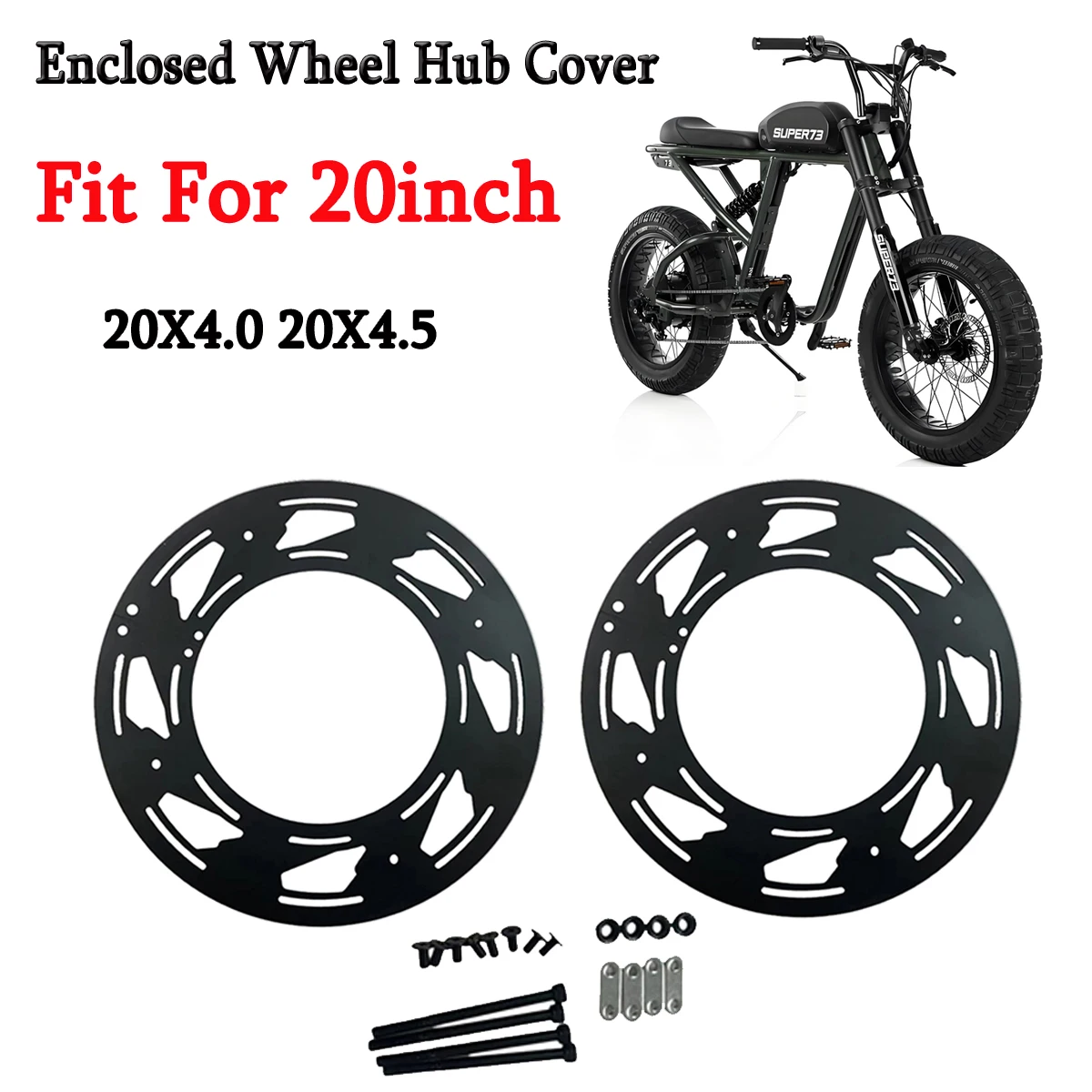 

Enclosed Wheel Hub Cover 20"4.0 Motorcycle Parts 2Pcs ABS For Super73 S1 S2 RX ZX Universal Tire outer guard plate 20X4.0