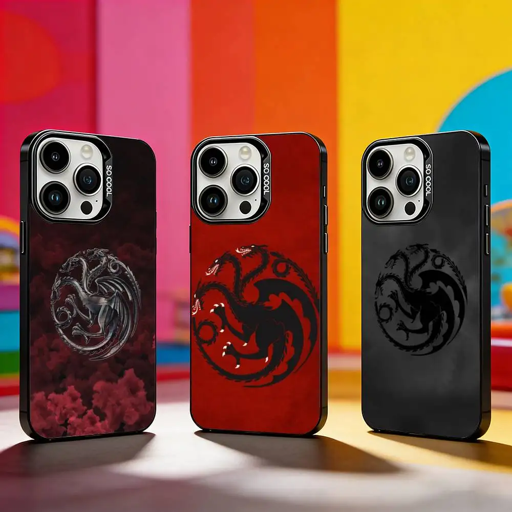 Чехол для телефона с логотипом T-Targaryan Dracary для iPhone 17, 16, 15, 14, 13, 12, 11 Plus, Pro Max, XS, цветной серебристый чехол для телефона