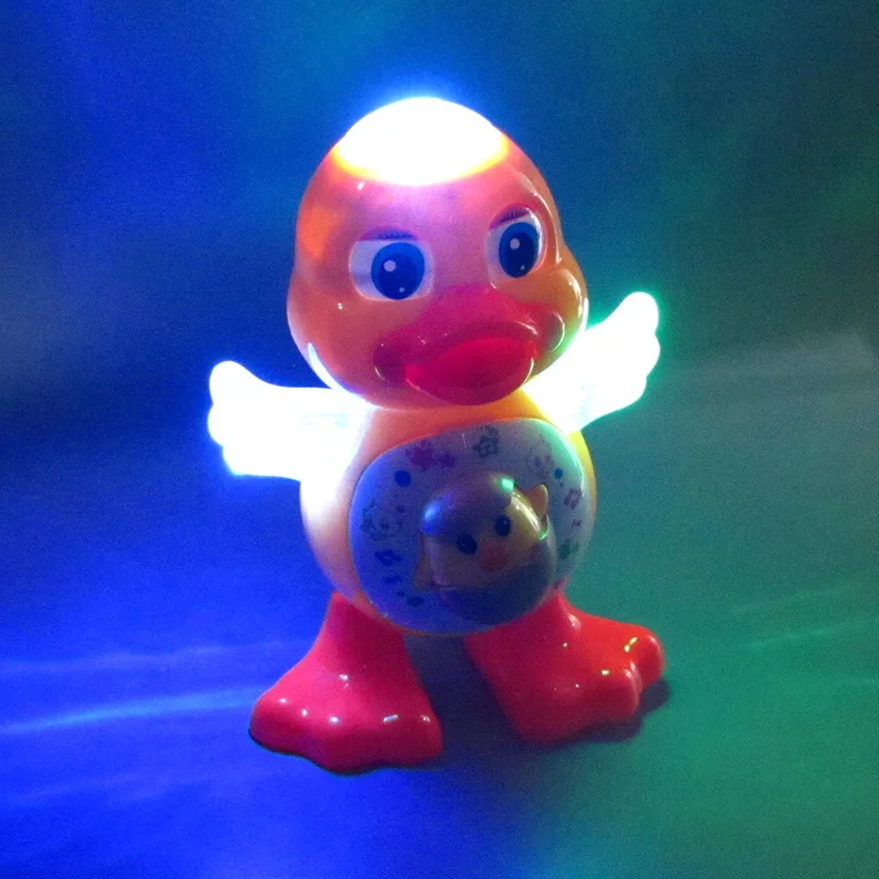 Pato oscilante de baile lindo, pato pequeño de dibujos animados, muñeca de juguete educativo de música ligera eléctrica, regalo interactivo para niños