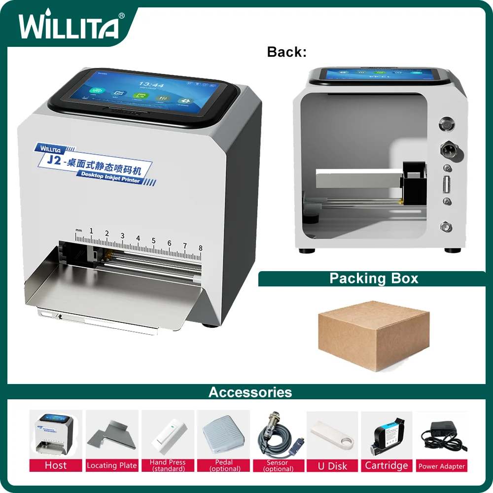 Desktop Smart Static Inkjet Printer 12.7mm 3 Operation Modes Tabletop Expiry Date Label Barcode QR Code Automatic Coding Machine