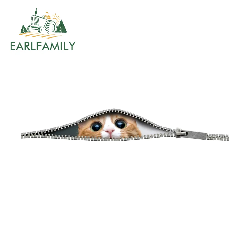 EARLFAMILY Peeking Cat Car Stickers Creative Water Bottle Campervan Attractive Decals Waterproof Car Door Protector Decoration