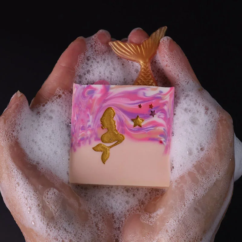 Ocean‑style Mermaid Handmade Soap Pink and Daisy Mermaid Sea Lilac Fragrance Figurine Miniature Decoration Crafts