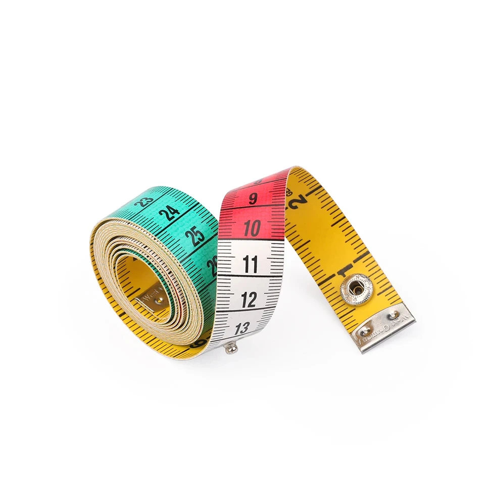 

1Pc Germany Quality Soft Tape with Snap Fasteners Soft Multicolor Measuring Tape Dual Sided Tape Measure Needlework Sewing 2030